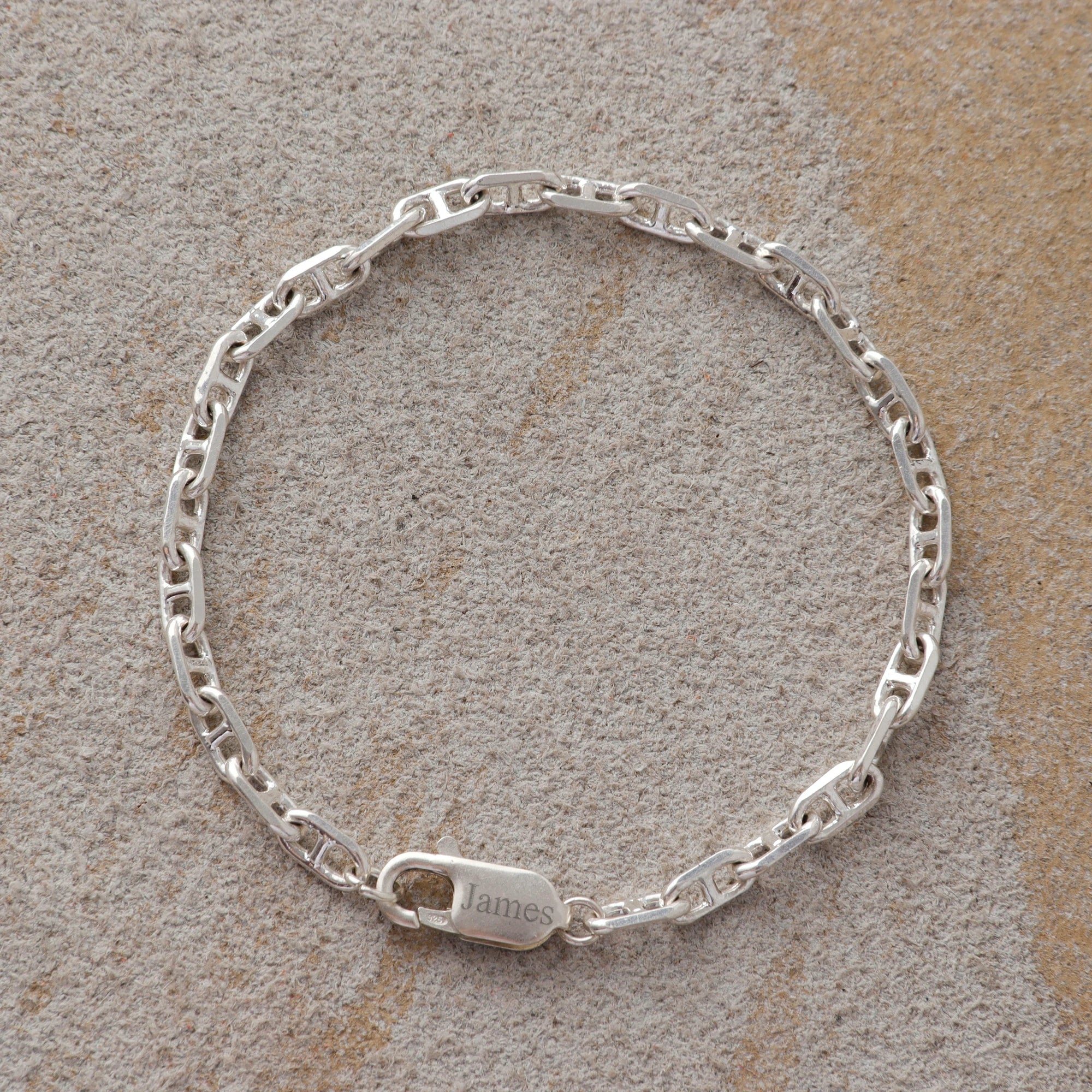 Minimalist Anchor Chain Bracelet, Personalized 925 Sterling Silver Wristband