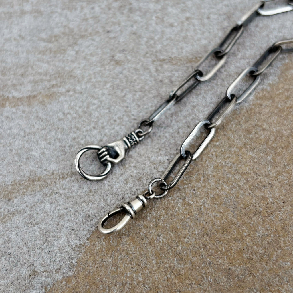 Victorian Hand Paperclip Chain Bracelet, 925 Sterling Silver Minimalist Link Wristband