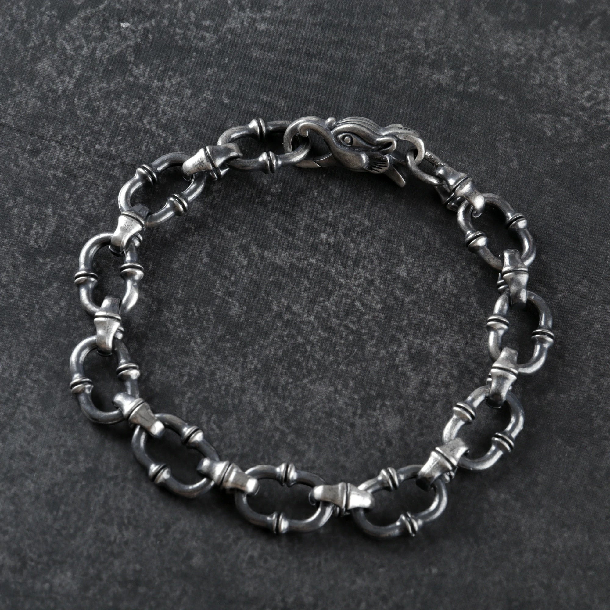 Gothic Wilderness Bamboo Bracelet, 925 Sterling Silver Detailed Mythic Beast Wristband