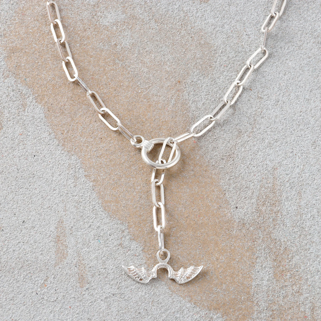 925 Sterling Silver Wing OT Clasp Paperclip Chain Necklace 5mm Men Jewelry Gift for Boyfriend Husband Father