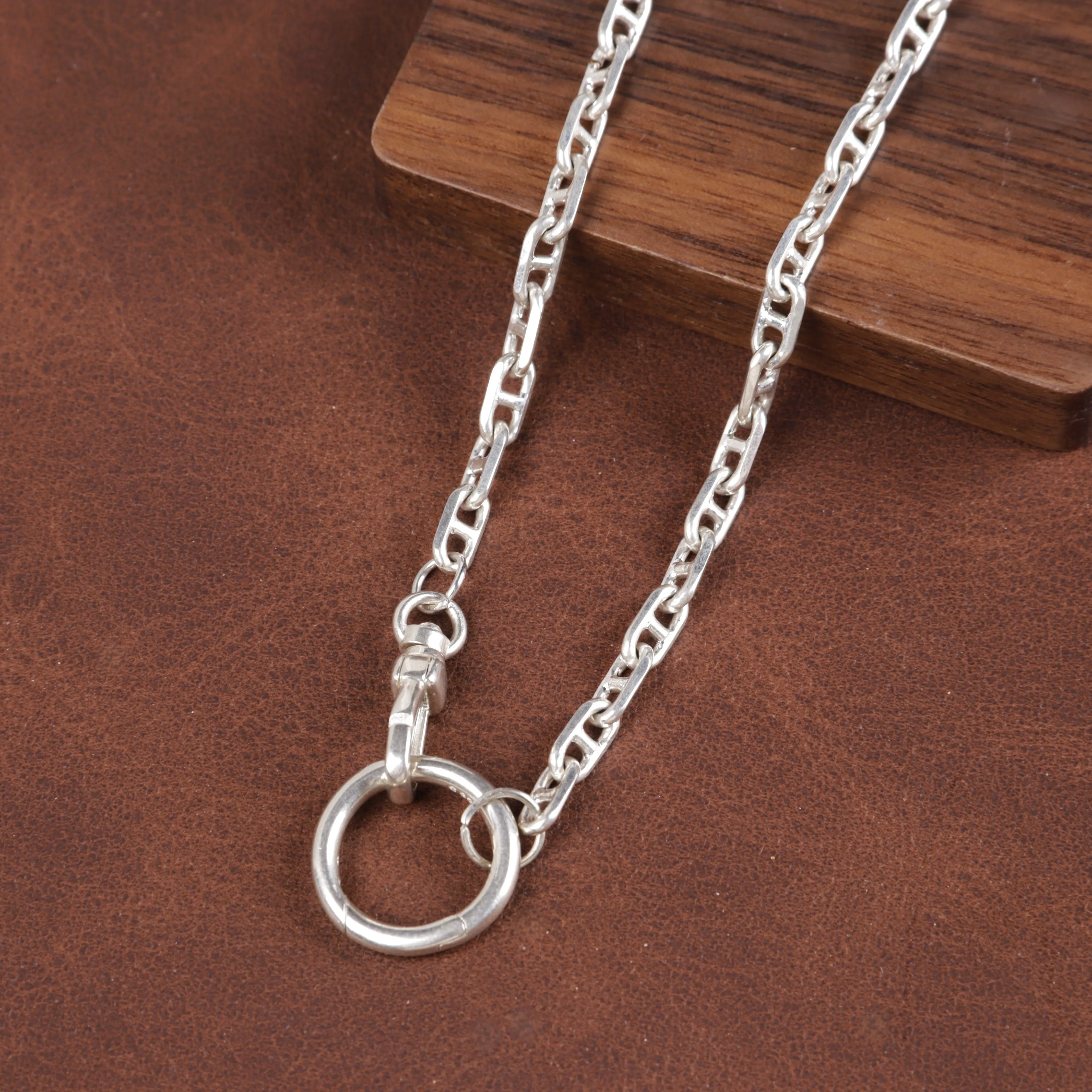 Unisex 925 Sterling Silver Mariner Anchor Chain Necklace-Spring Clasp for Pendant