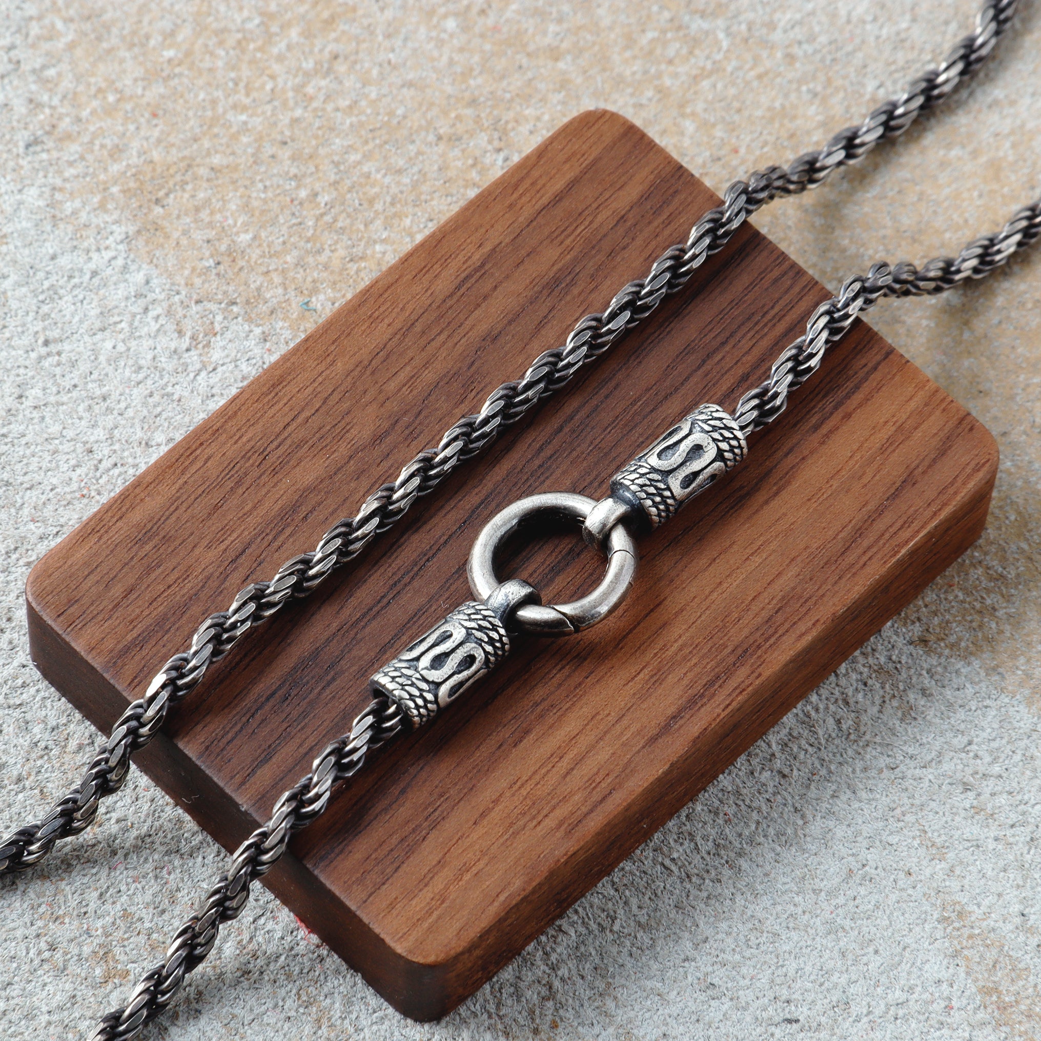 Men's Sterling Silver Rope Chain with Spring Clasp for Pendant