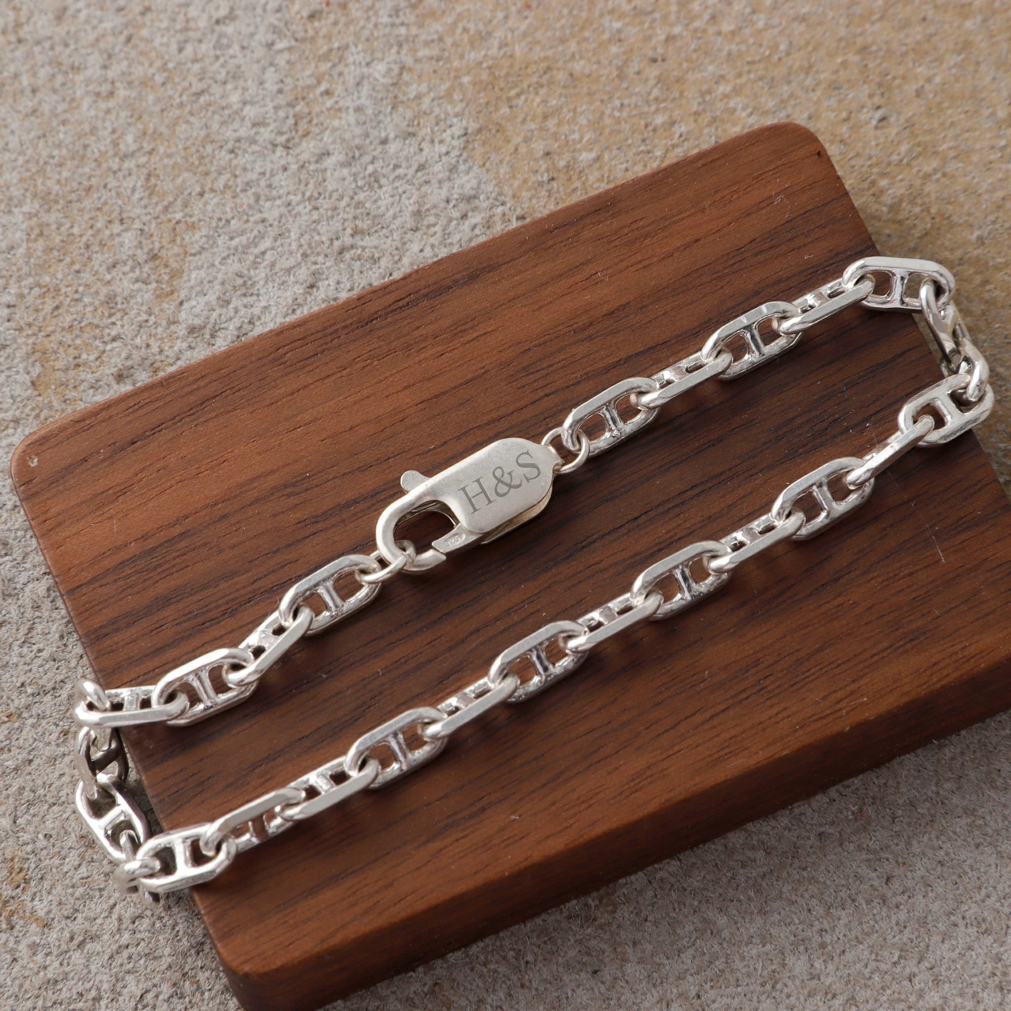 Minimalist Anchor Chain Bracelet, Personalized 925 Sterling Silver Wristband