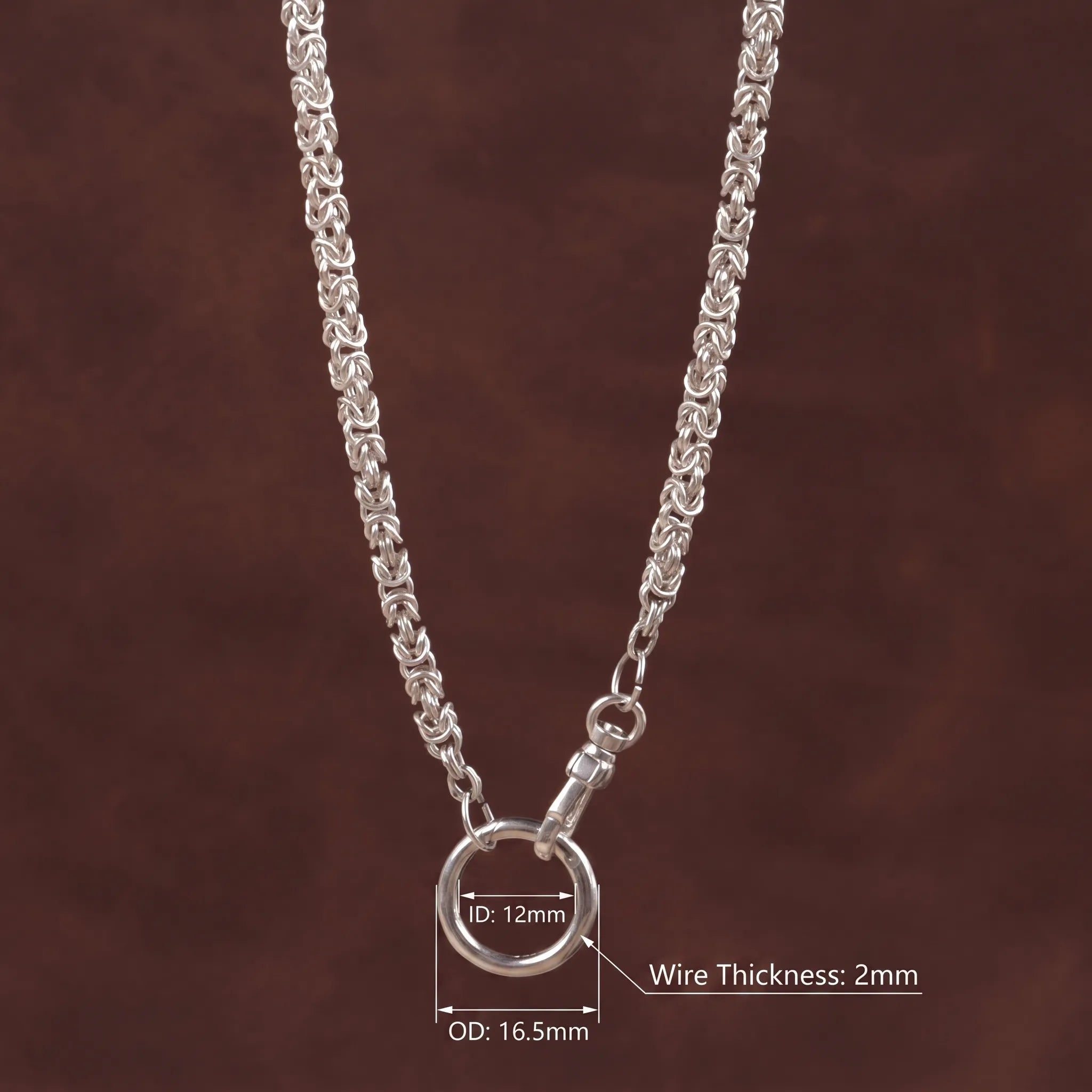 Men’s 925 Sterling Silver Byzantine Chain Necklace with Spring Clasp-Link for Pendant