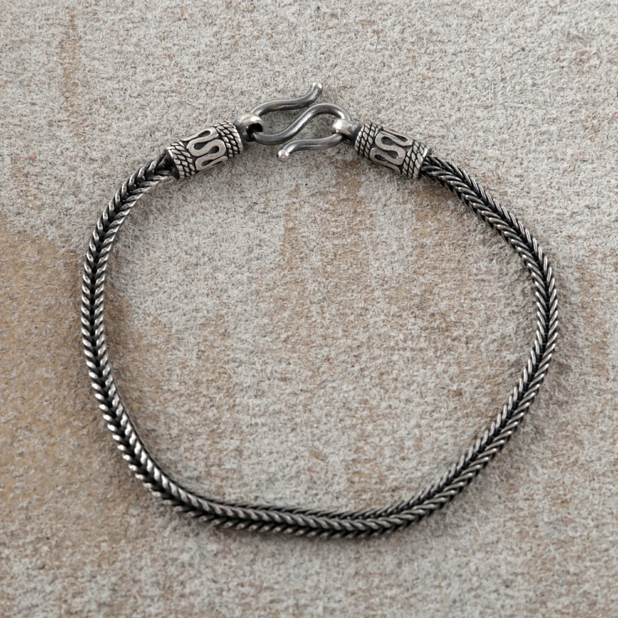 925 Sterling Silver Square Foxtail Chain Durable Vintage Statement Bracelet
