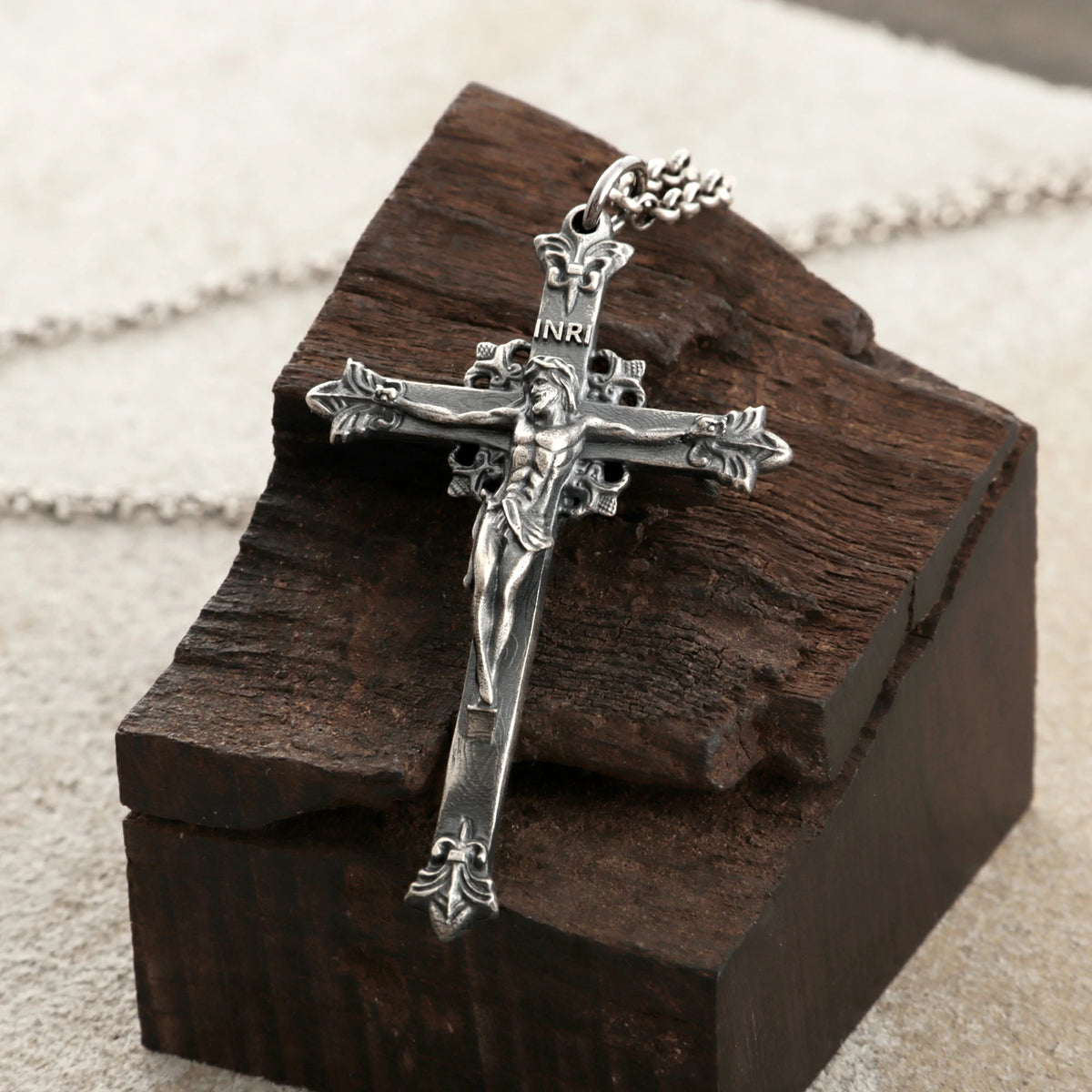 Sacred Double-Sided Crucifix Pendant, Solid 925 Sterling Silver Holy Mary Faith Cross