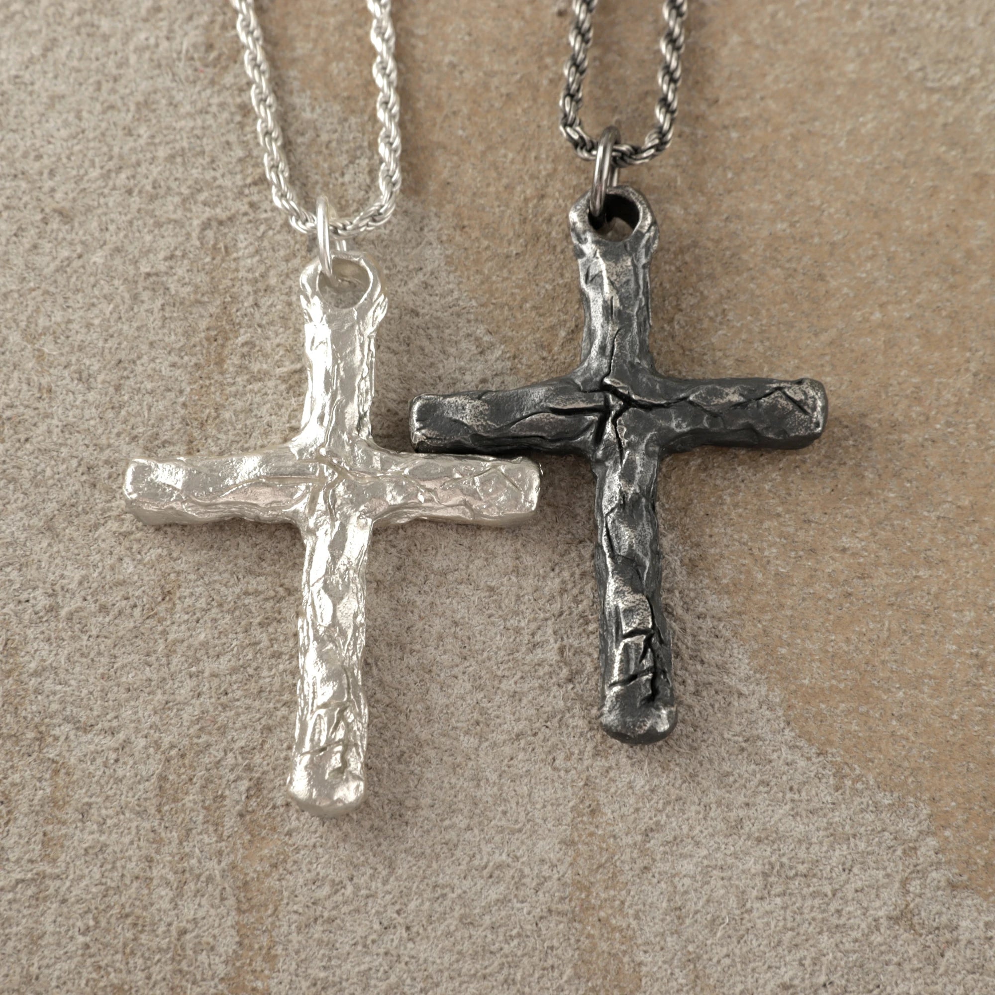925 Sterling Silver Rustic Textured Holy Cross Durable Faith Pendant Necklace