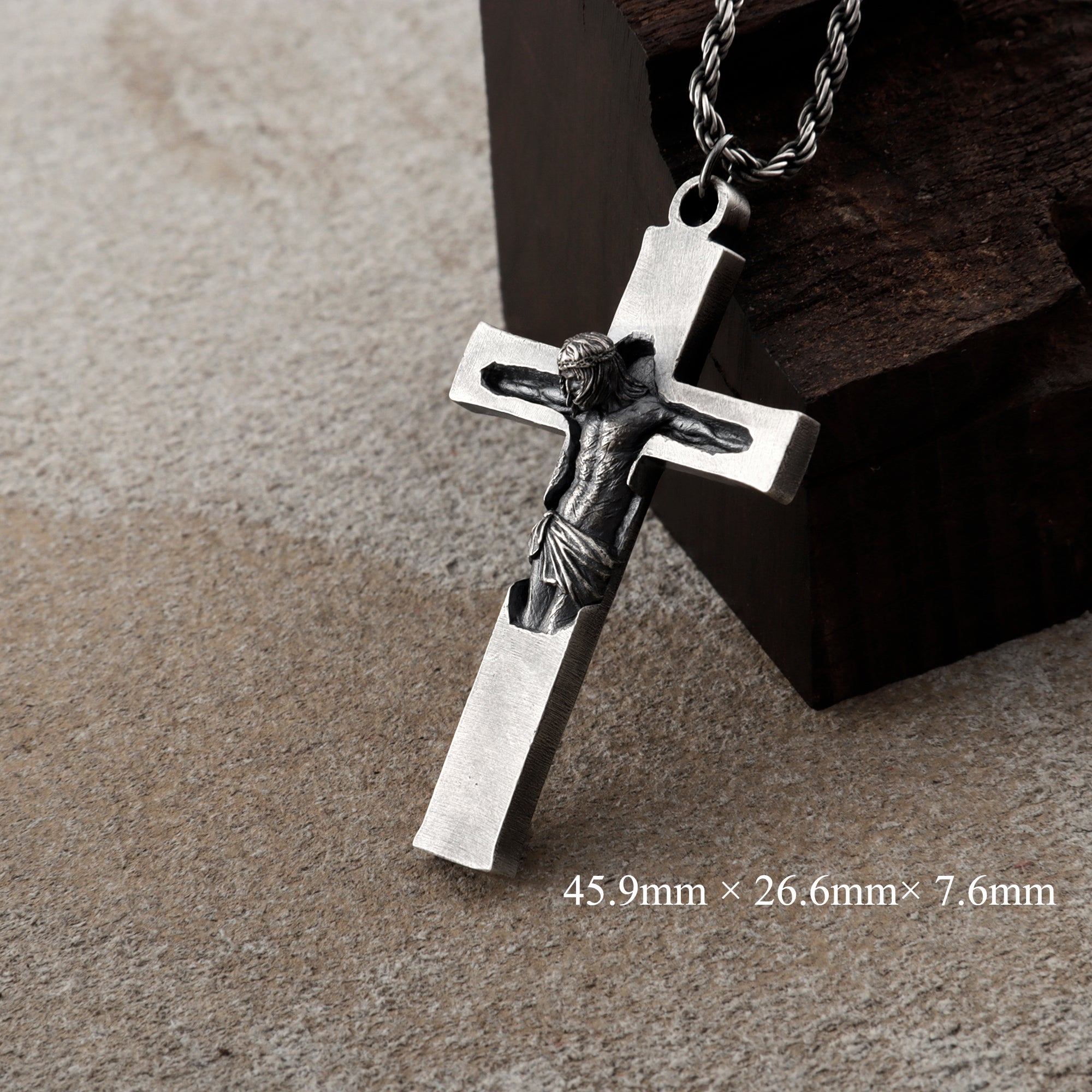 Divine Redemption Sunken Crucifix, Heavy Oxidized 925 Sterling Silver Talisman