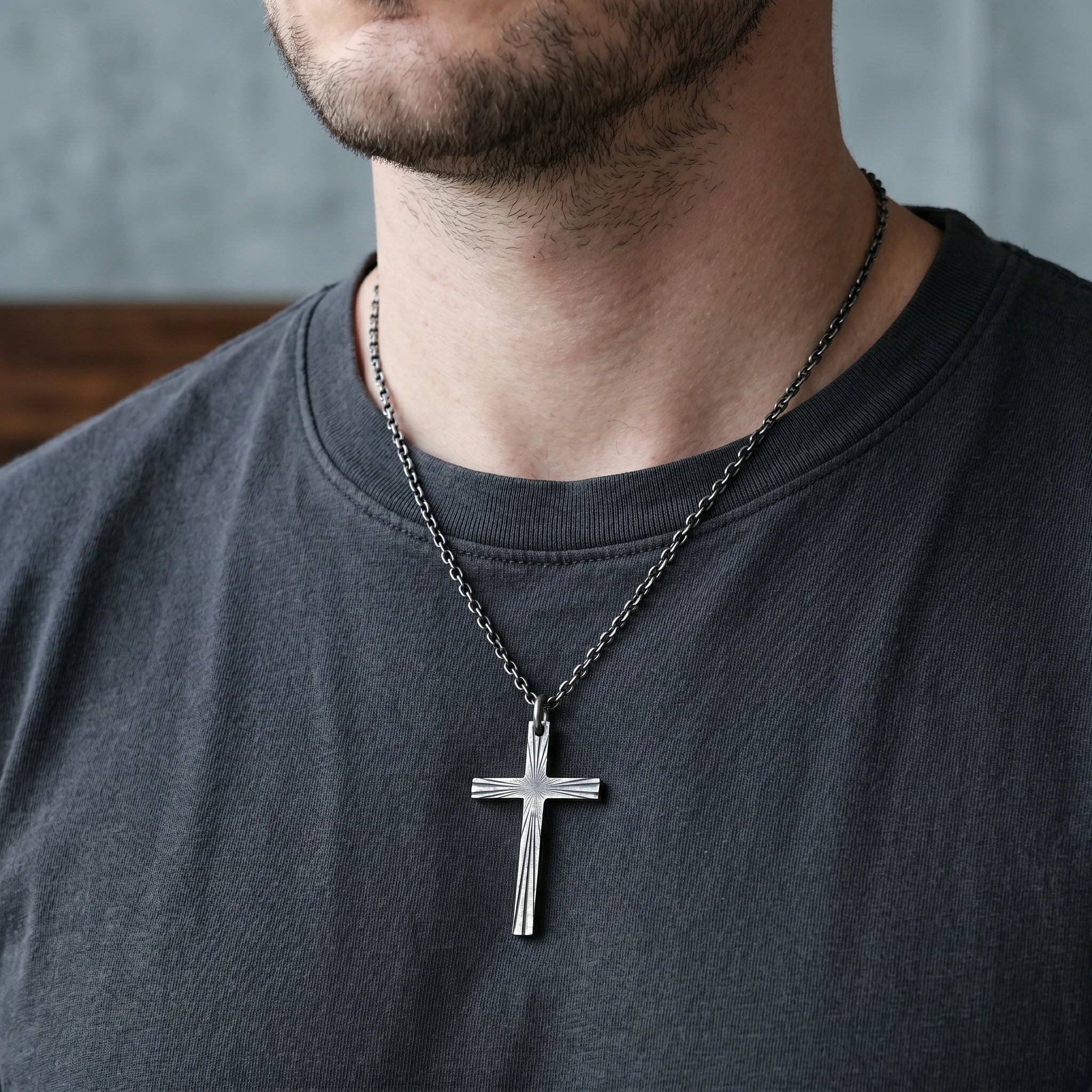 Eternal Light Sunburst Cross Pendant, 925 Sterling Silver Devotional Protection Amulet