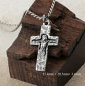 Rock of Ages Sunken Crucifix, Heavy Hammered 925 Sterling Silver Faith Necklace