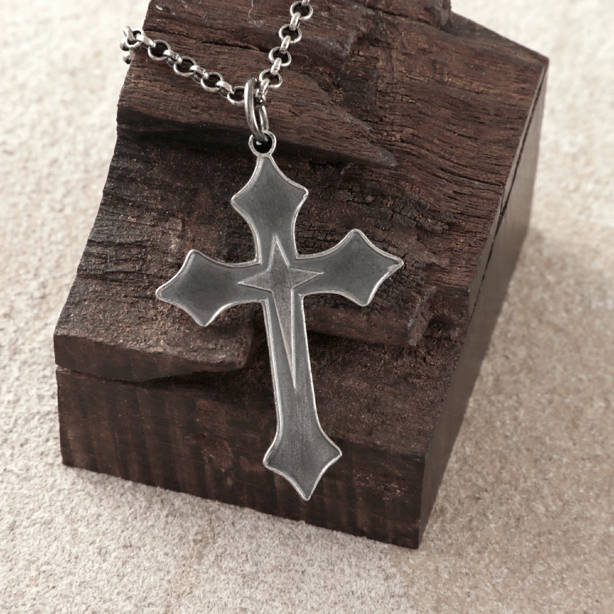 925 Sterling Silver Star of Bethlehem Cross Durable Engravable Faith Necklace