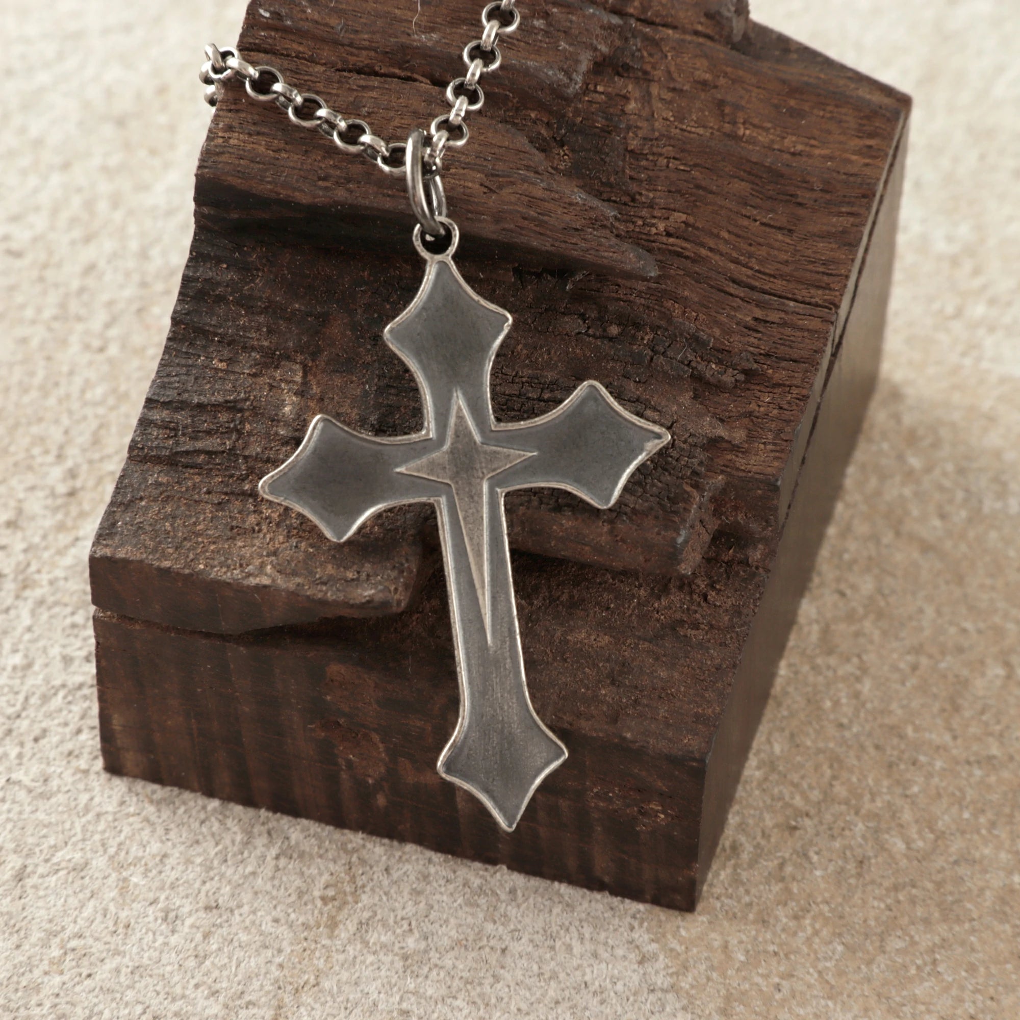 925 Sterling Silver Star of Bethlehem Cross Durable Engravable Faith Necklace