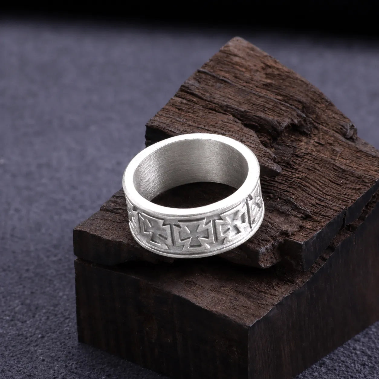 Custom Men's Maltese Cross Ring - Engraved Vintage 925 Sterling Silver Band