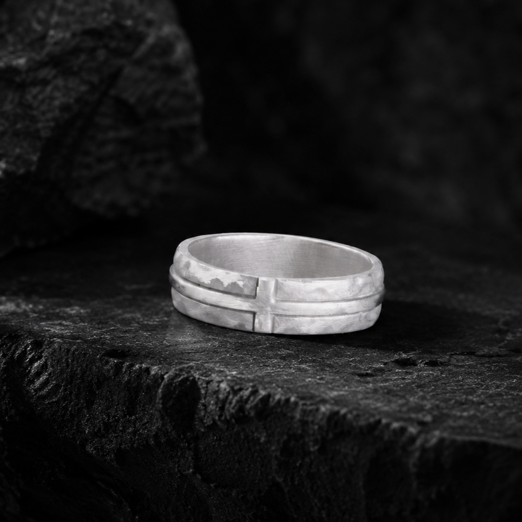 Engravable Antique Silver Cross Ring, Symbol of Redemption, Shelter & Forgiving Love