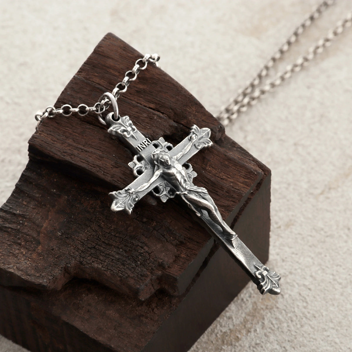 Sacred Double-Sided Crucifix Pendant, Solid 925 Sterling Silver Holy Mary Faith Cross