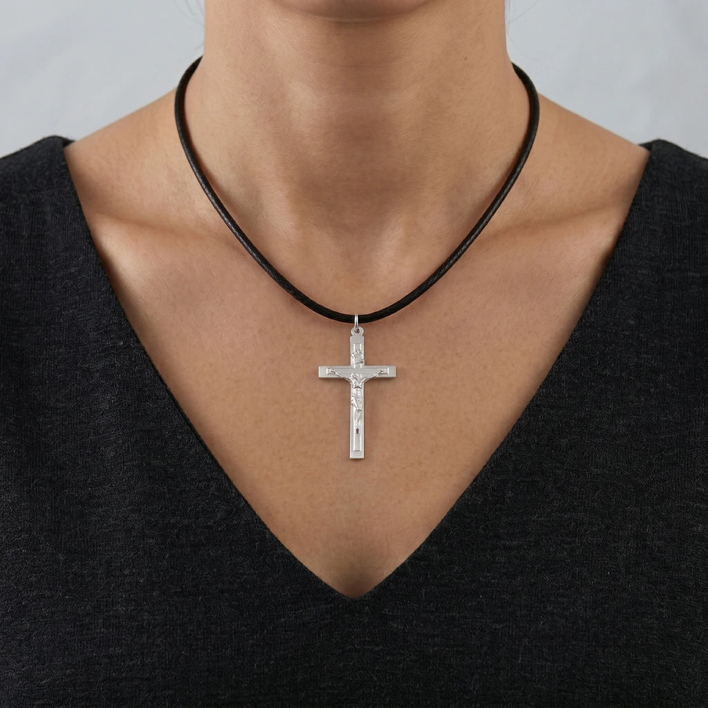 Sacred Fortitude Christ Pendant, Retro & Polished 925 Sterling Silver Talisman