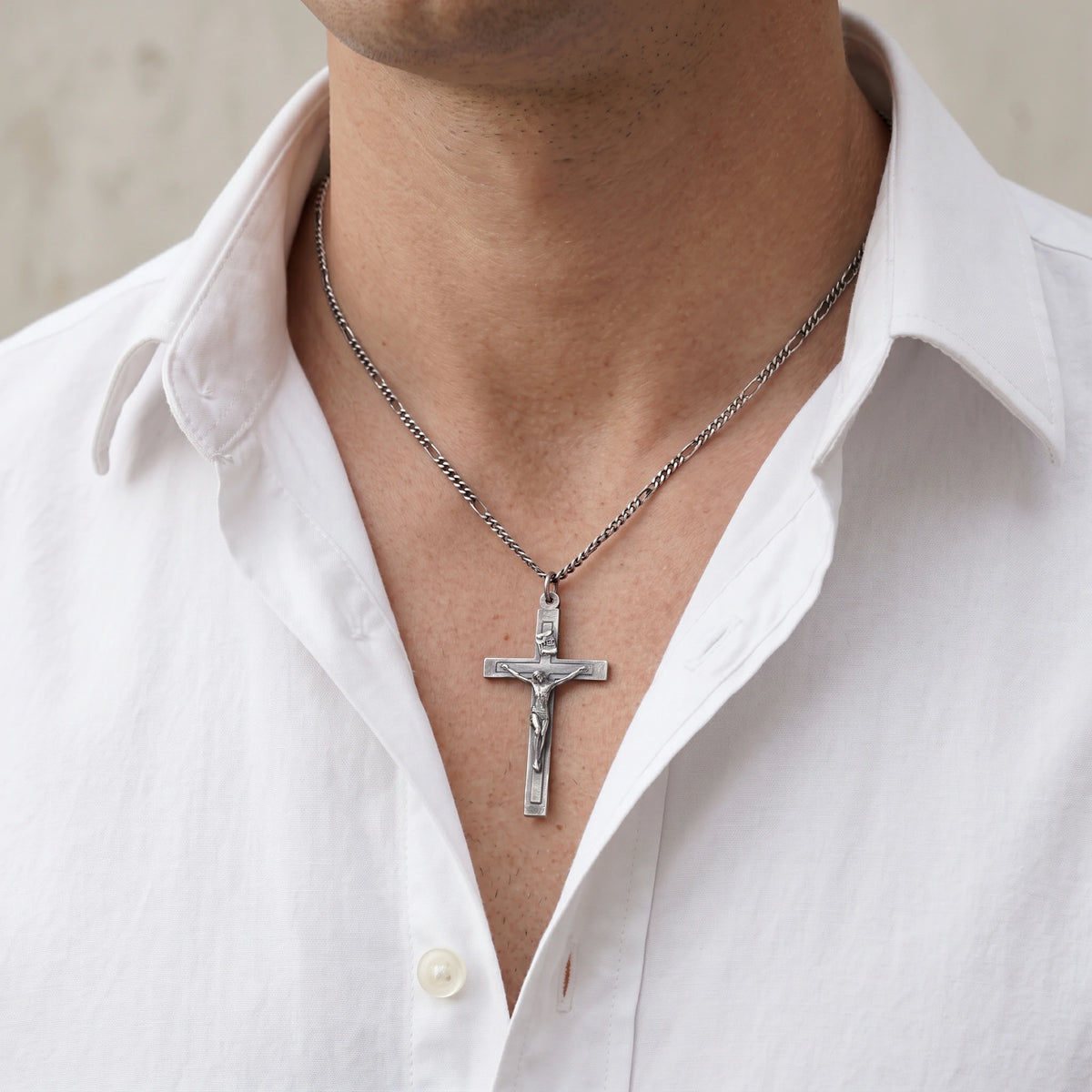 Sacred Fortitude Christ Pendant, Retro & Polished 925 Sterling Silver Talisman