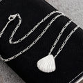 925 Sterling Silver Ribbed Scallop Shell Durable Coastal Pendant Necklace