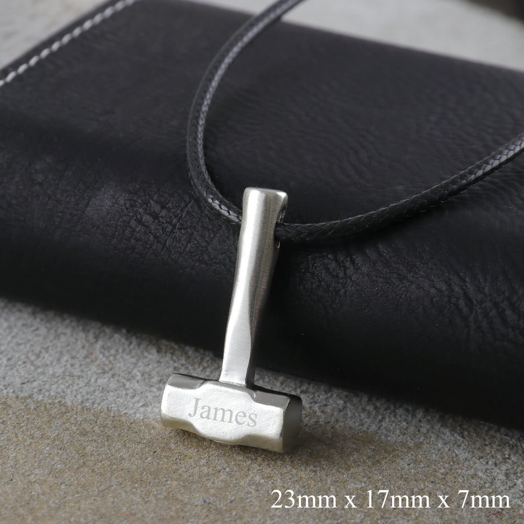 925 Sterling Silver Engravable Hammer Pendant, Personalized Artisan Jewelry