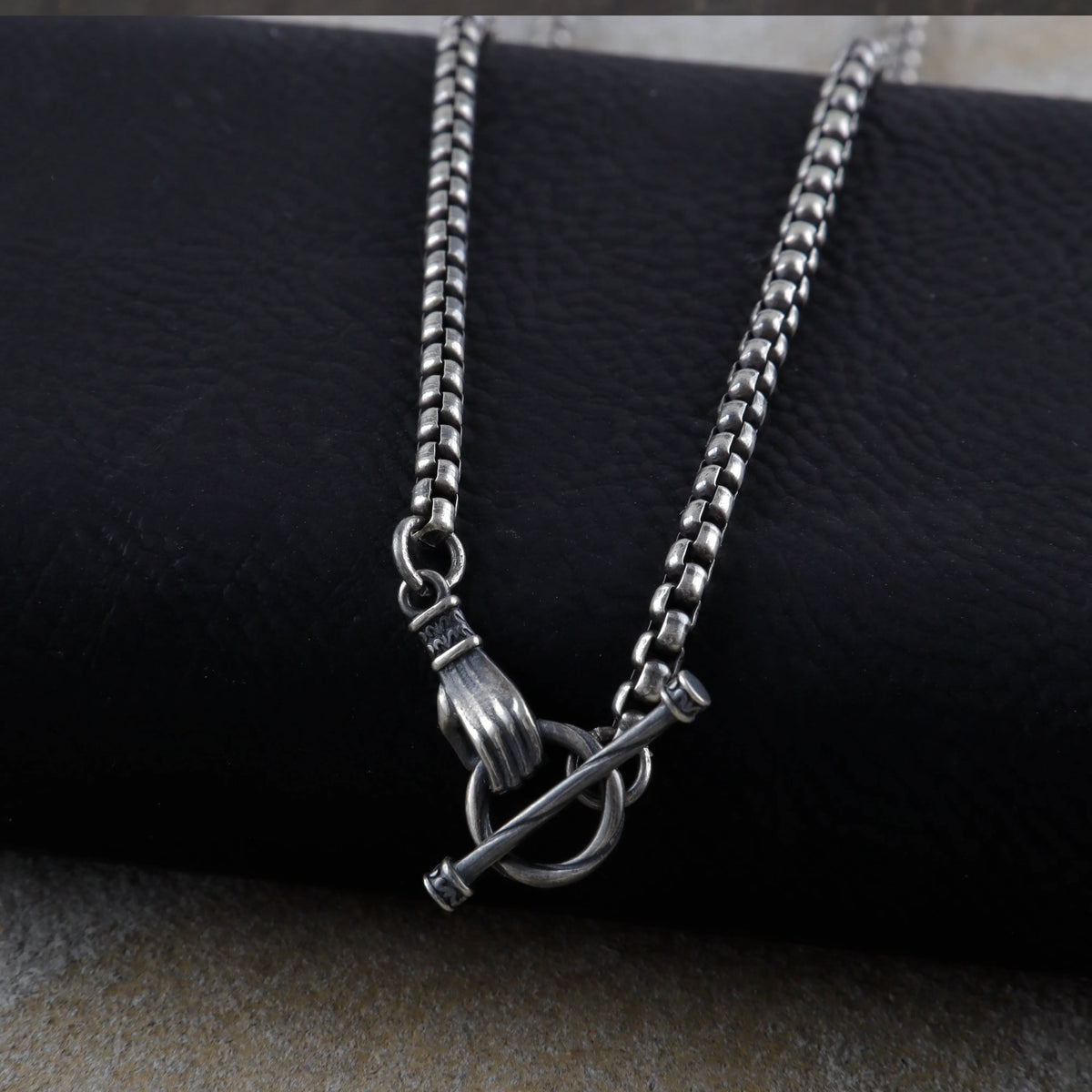 Vintage 925 Sterling Silver Hand OT Toggle Box Chain Men Necklace Gift for Him Birthday-3mm-5mm Sizes