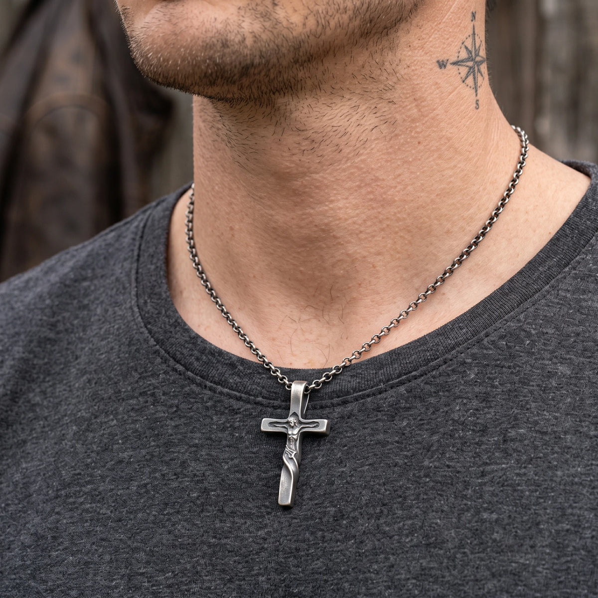 Enduring Hope Crucifix Necklace, Genuine 925 Sterling Silver Spirit of Fortitude Pendant