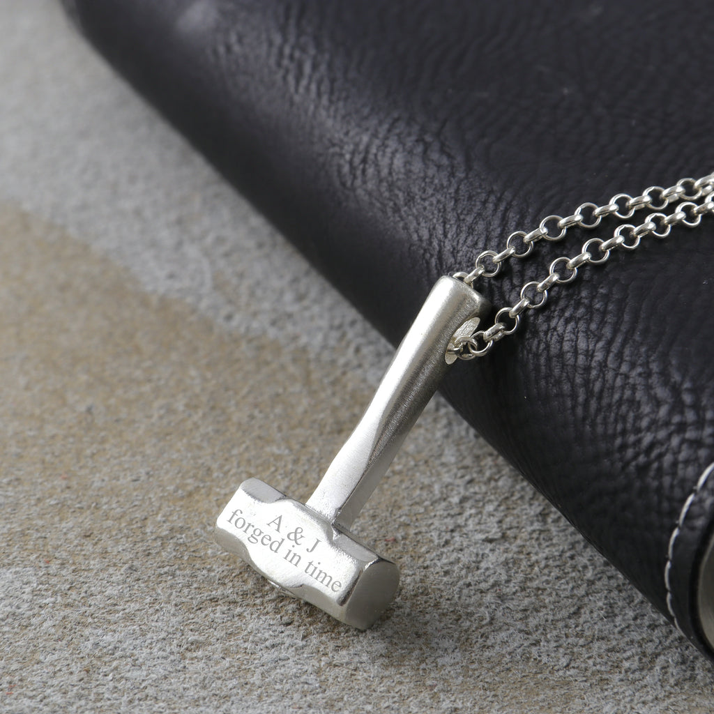 925 Sterling Silver Engravable Hammer Pendant, Personalized Artisan Jewelry
