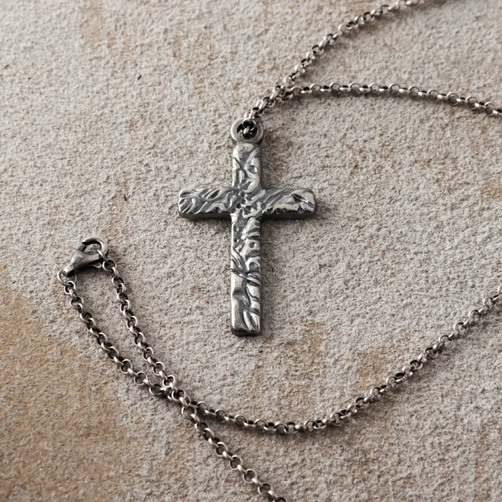 925 Sterling Silver Thorn Cross Necklace, Divine Protection Faith Pendant