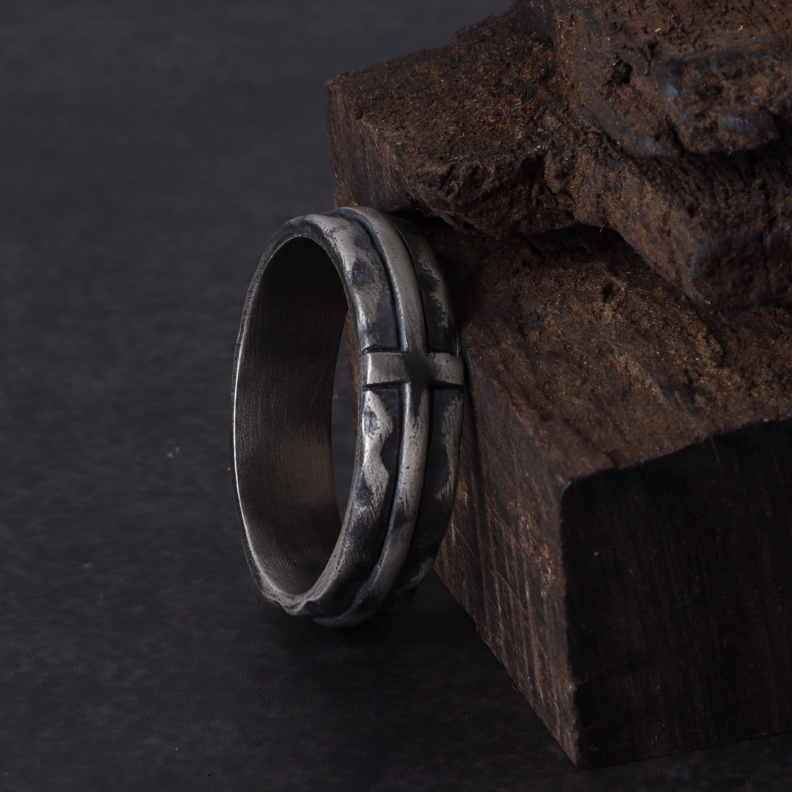 Engravable Antique Silver Cross Ring, Symbol of Redemption, Shelter & Forgiving Love