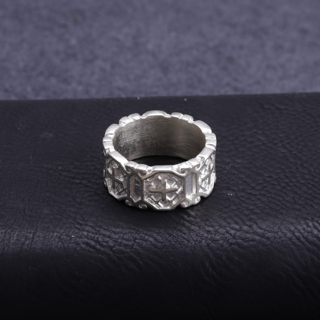 Personalized Gothic Cross Ring-Custom Engravable 925 Silver Band for Men