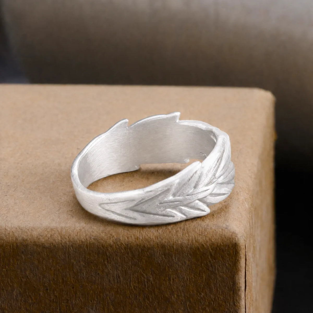 Vintage Oxidized 925 Sterling Silver Olive Leaf Ring-Custom Gift for Him
