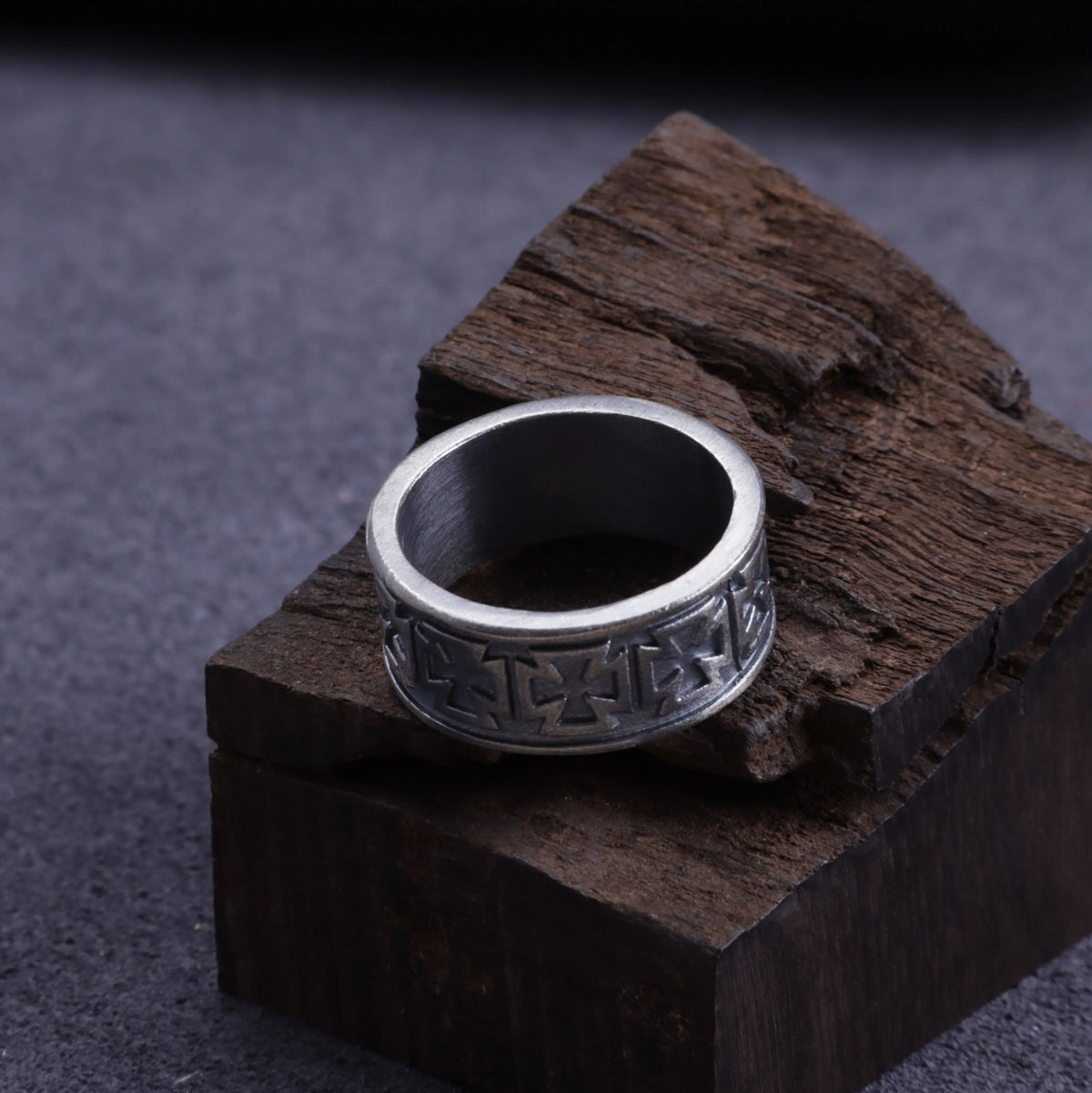 Custom Men's Maltese Cross Ring - Engraved Vintage 925 Sterling Silver Band