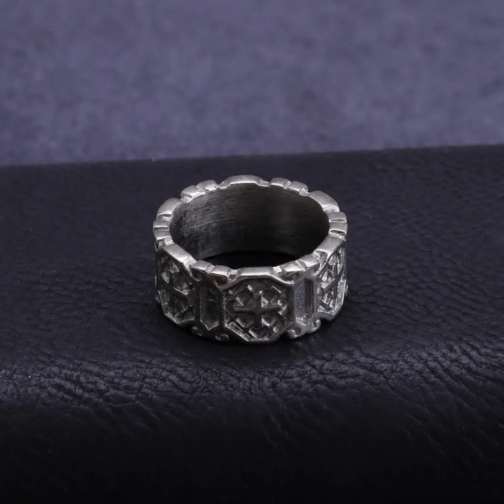 Personalized Gothic Cross Ring-Custom Engravable 925 Sterling Silver Band for Men