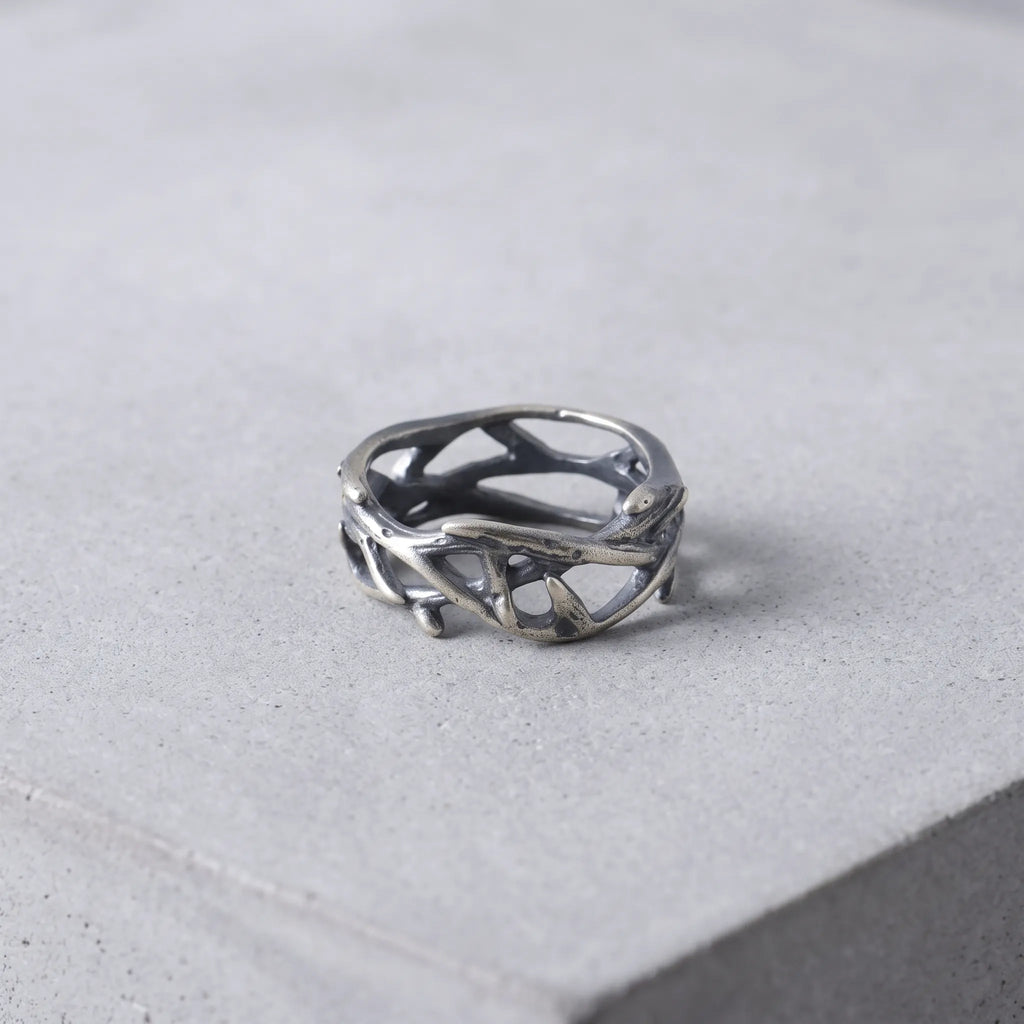 925 Sterling Silver Thorn Ring, Gothic Crown of Thorns Band Jewelry