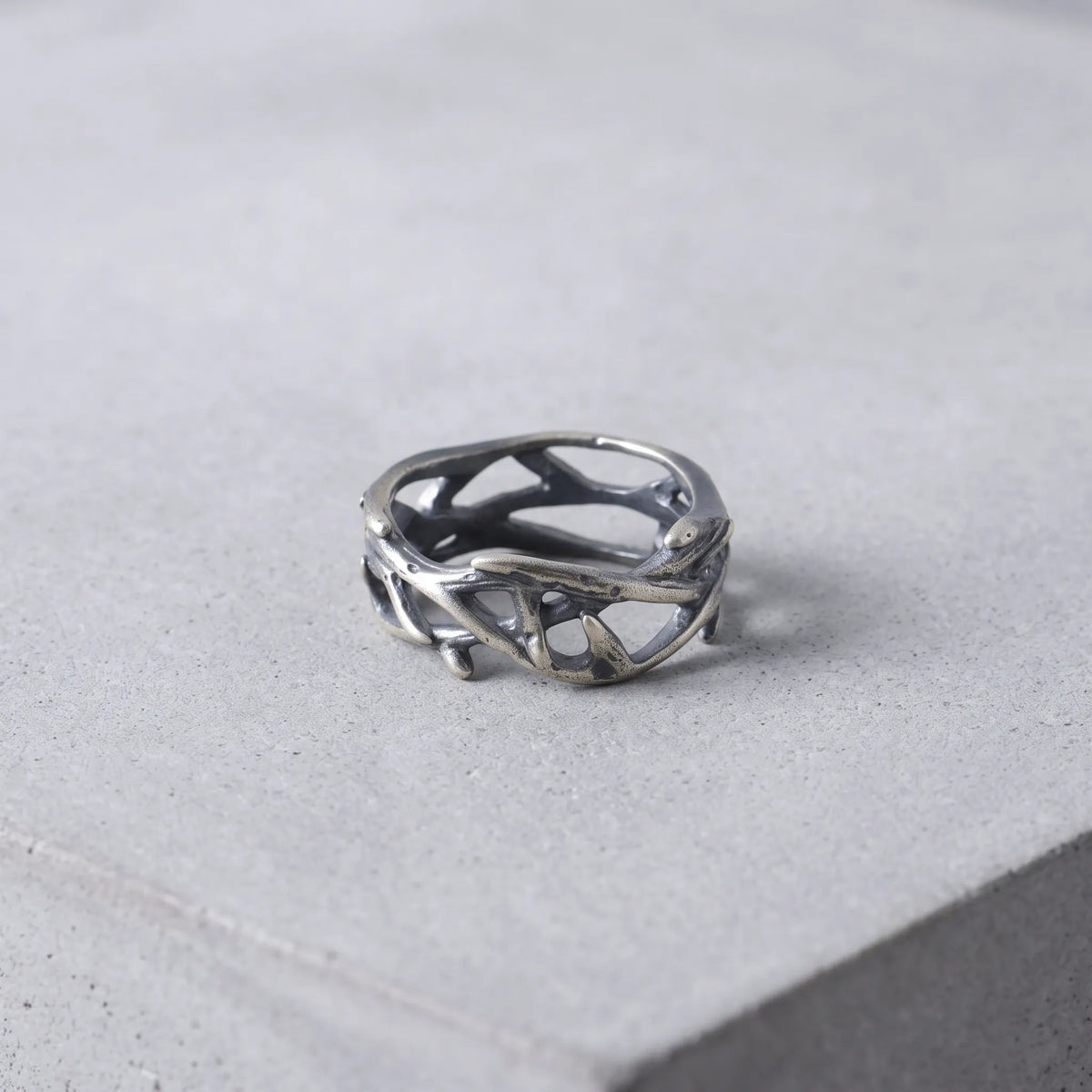 925 Sterling Silver Thorn Ring, Gothic Crown of Thorns Band Jewelry