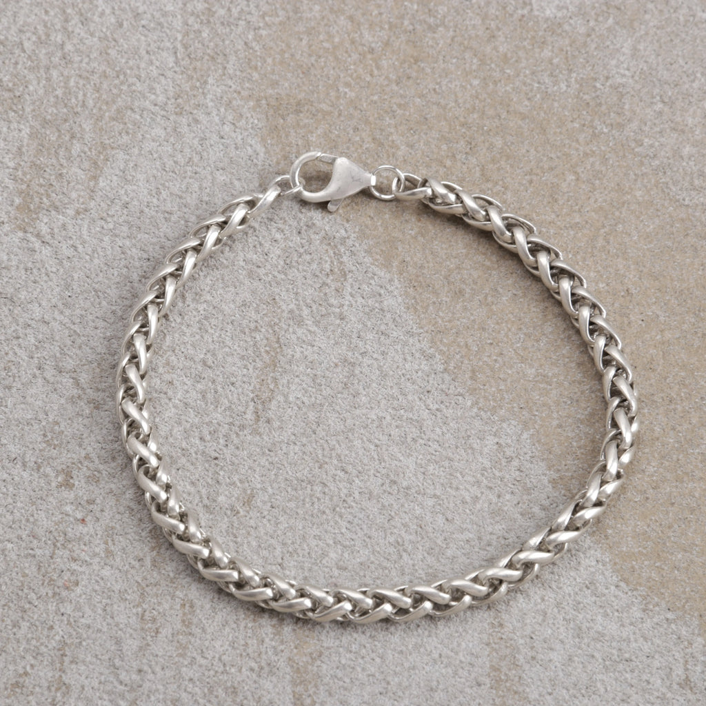 Unisex 925 Sterling Silver Wheat Chain Anklet | Oxidized & Polished