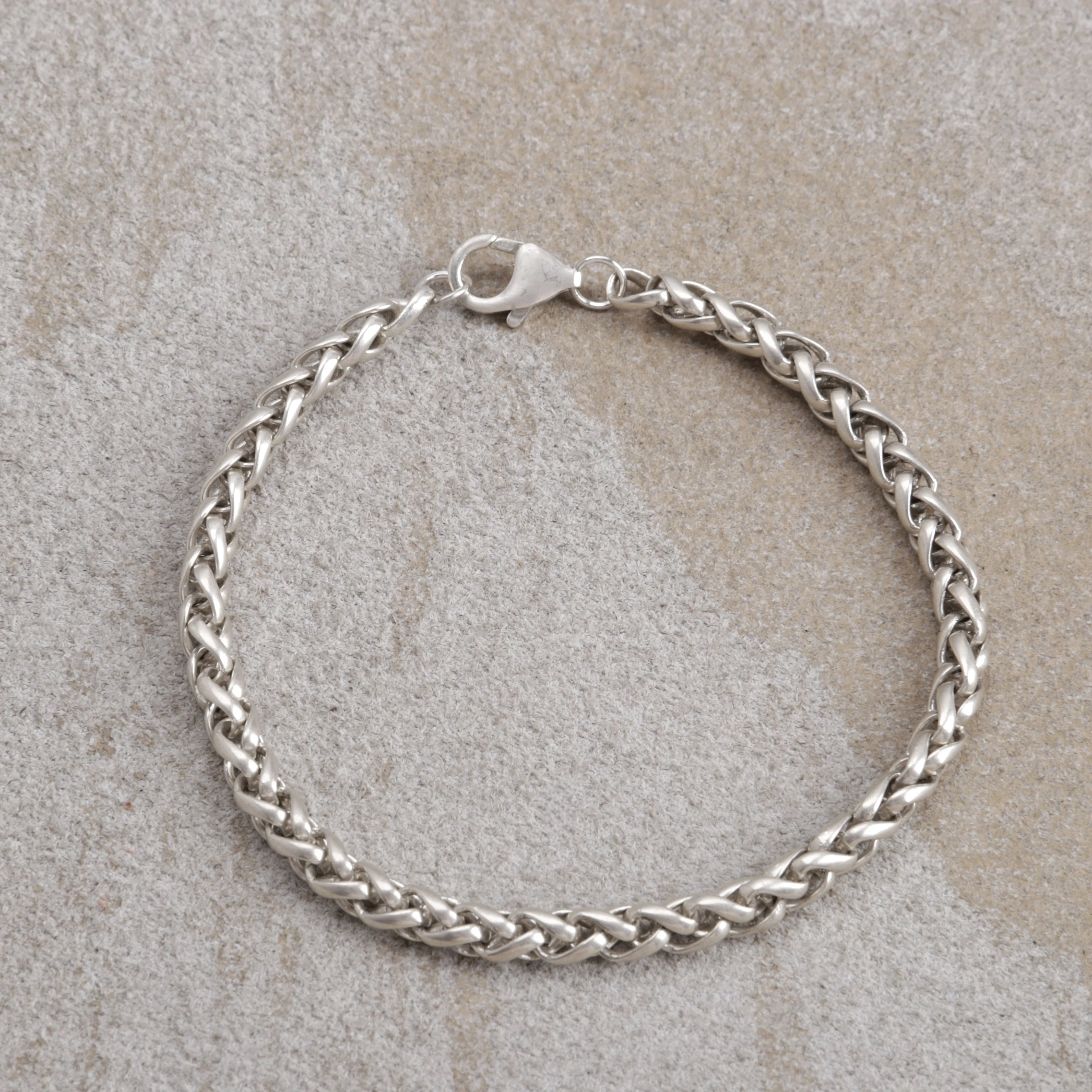 Unisex 925 Sterling Silver Wheat Chain Anklet | Oxidized & Polished