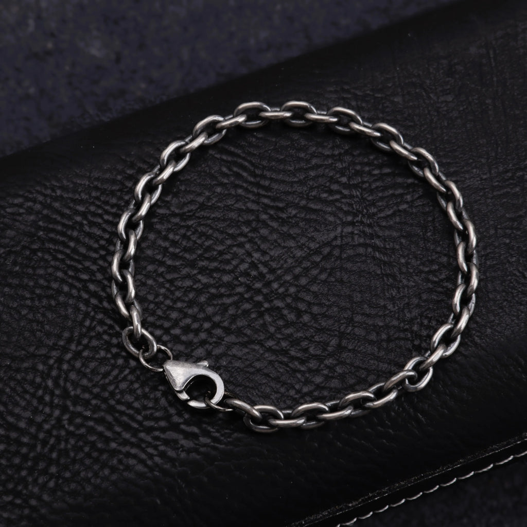 925 Sterling Silver Oval-shaped Anklet-3mm-10mm-Cable Chain For Unisex