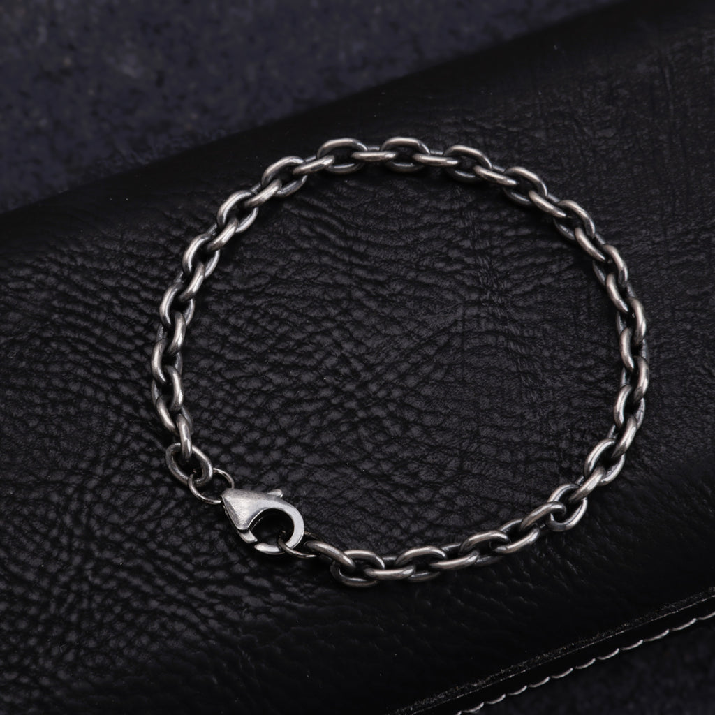 925 Sterling Silver Oval-shaped Anklet-3mm-10mm-Cable Chain For Unisex