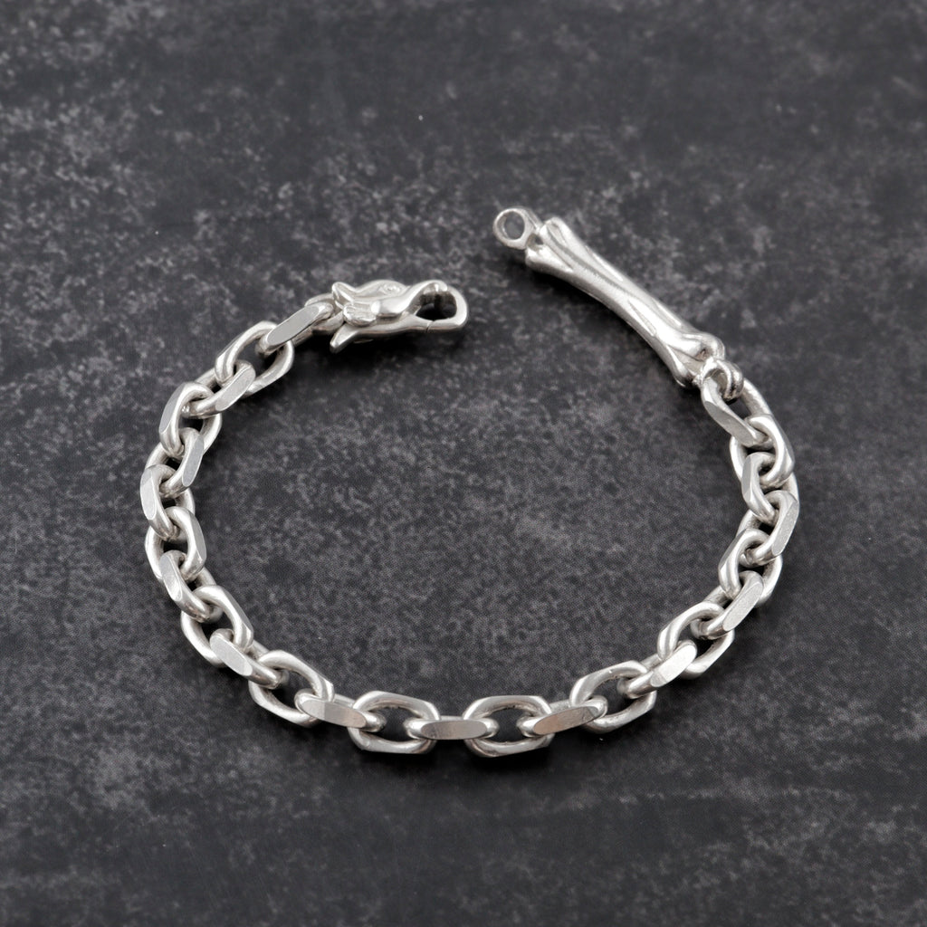 Dragon Skeleton Chain Bracelet, 925 Sterling Silver Beast Bone Link Cable Wristband