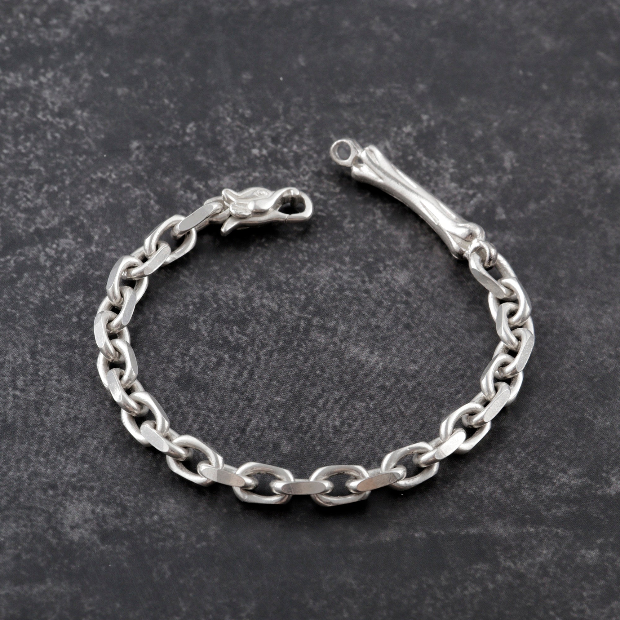 Dragon Skeleton Chain Bracelet, 925 Sterling Silver Beast Bone Link Cable Wristband