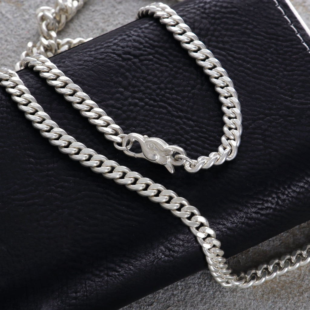 925 Sterling Silver Cuban Chain, Unique Dragon Head Lobster Clasp, 3mm–8mm Sizes, Birthday Gift for Men