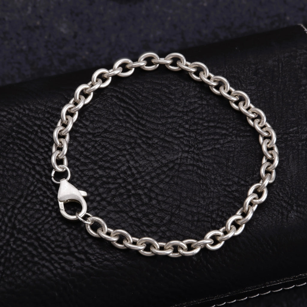 925 Sterling Silver Oval-shaped Anklet-3mm-10mm-Cable Chain For Unisex
