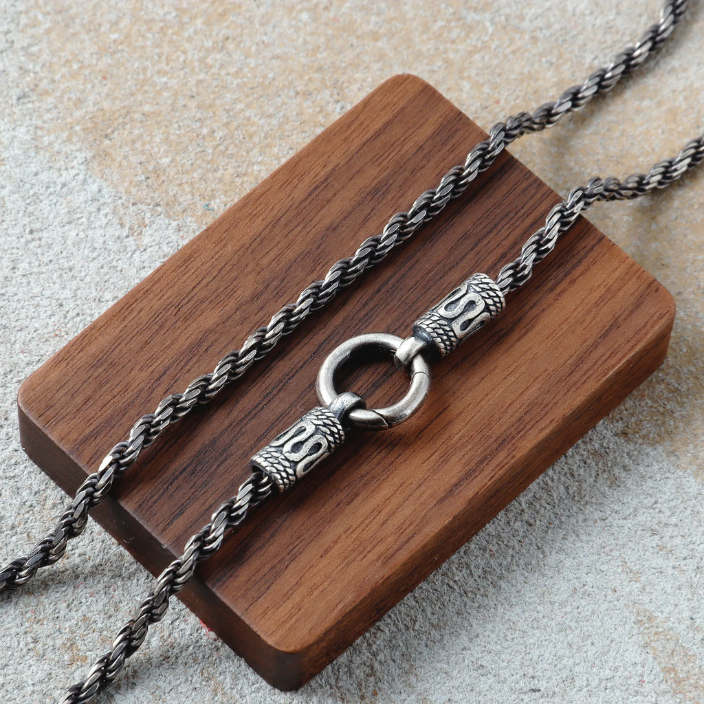 Men's 925 Sterling Silver Rope Chain with Spring Clasp for Pendant
