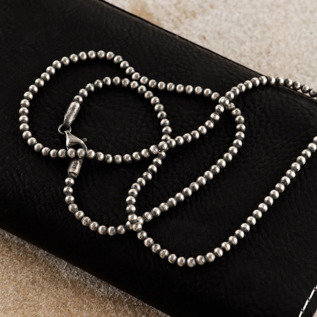 Unisex Solid 925 Sterling Silver 2.5mm Bead Ball Chain-Minimalist Necklace