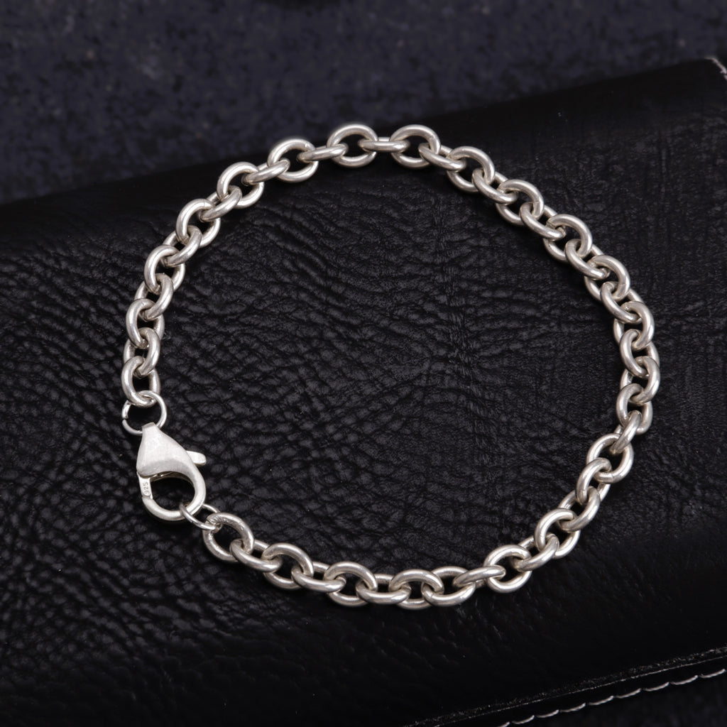 925 Sterling Silver Oval-shaped Anklet-3mm-10mm-Cable Chain For Unisex