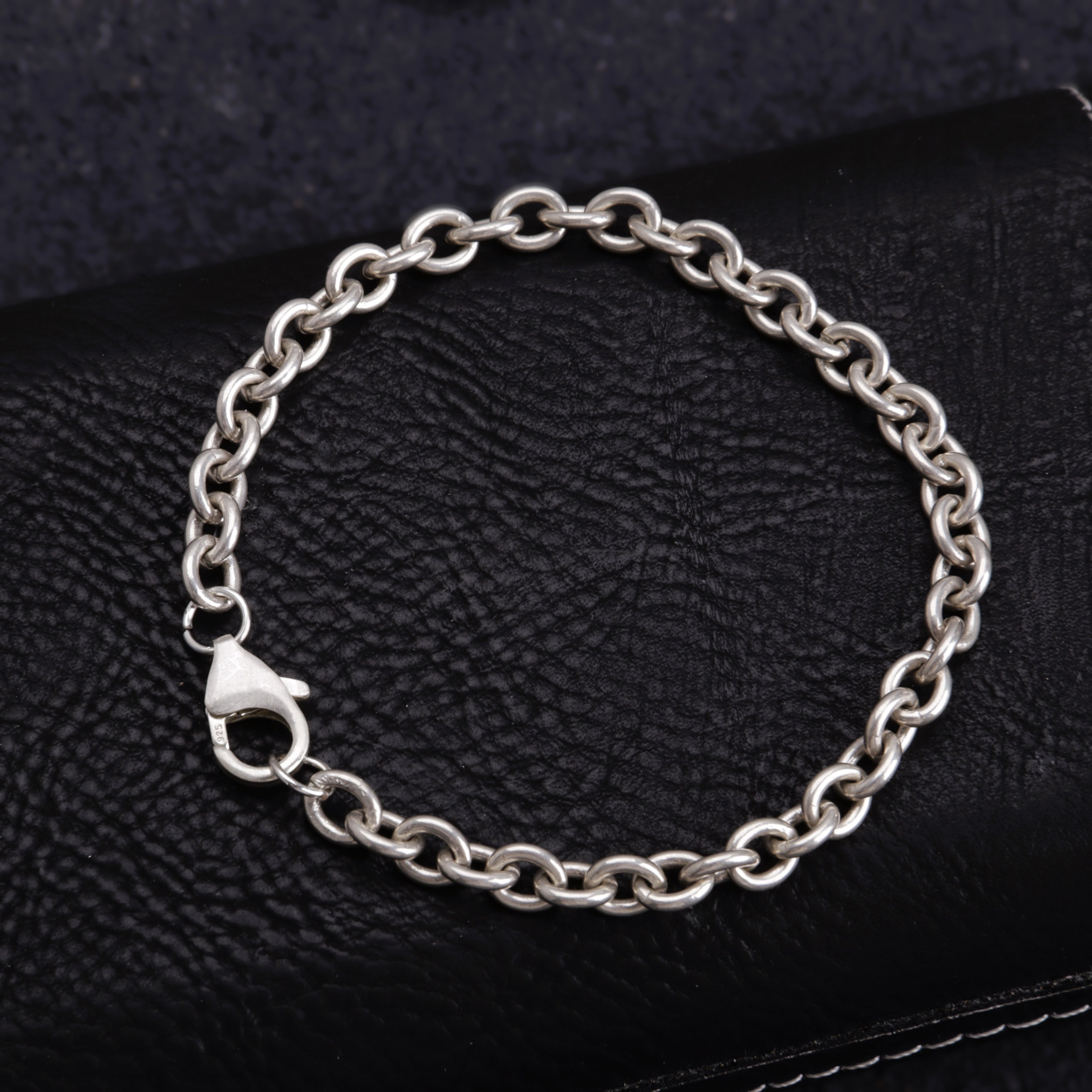 925 Sterling Silver Oval-shaped Anklet-3mm-10mm-Cable Chain For Unisex