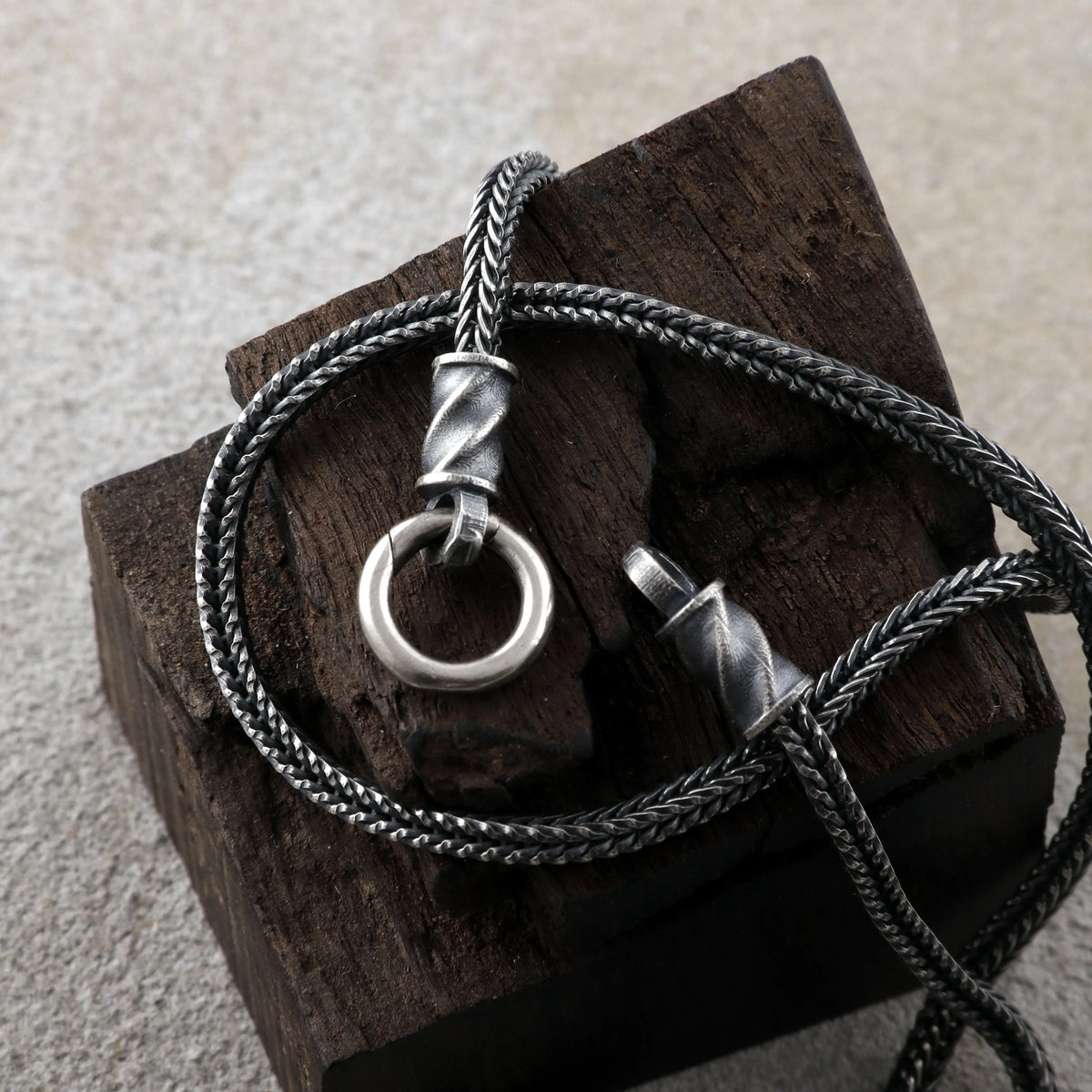 Men's 925 Sterling Silver Foxtail Chain Necklace with Mobius Clasp