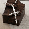 Sacred Thorns Crown Cross, Solid 925 Sterling Silver Devotional Figaro Necklace