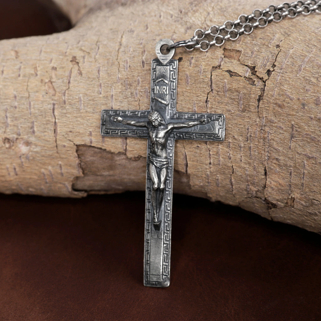 Custom 925 Sterling Silver Crucifix Necklace for Divine Salvation & Protection