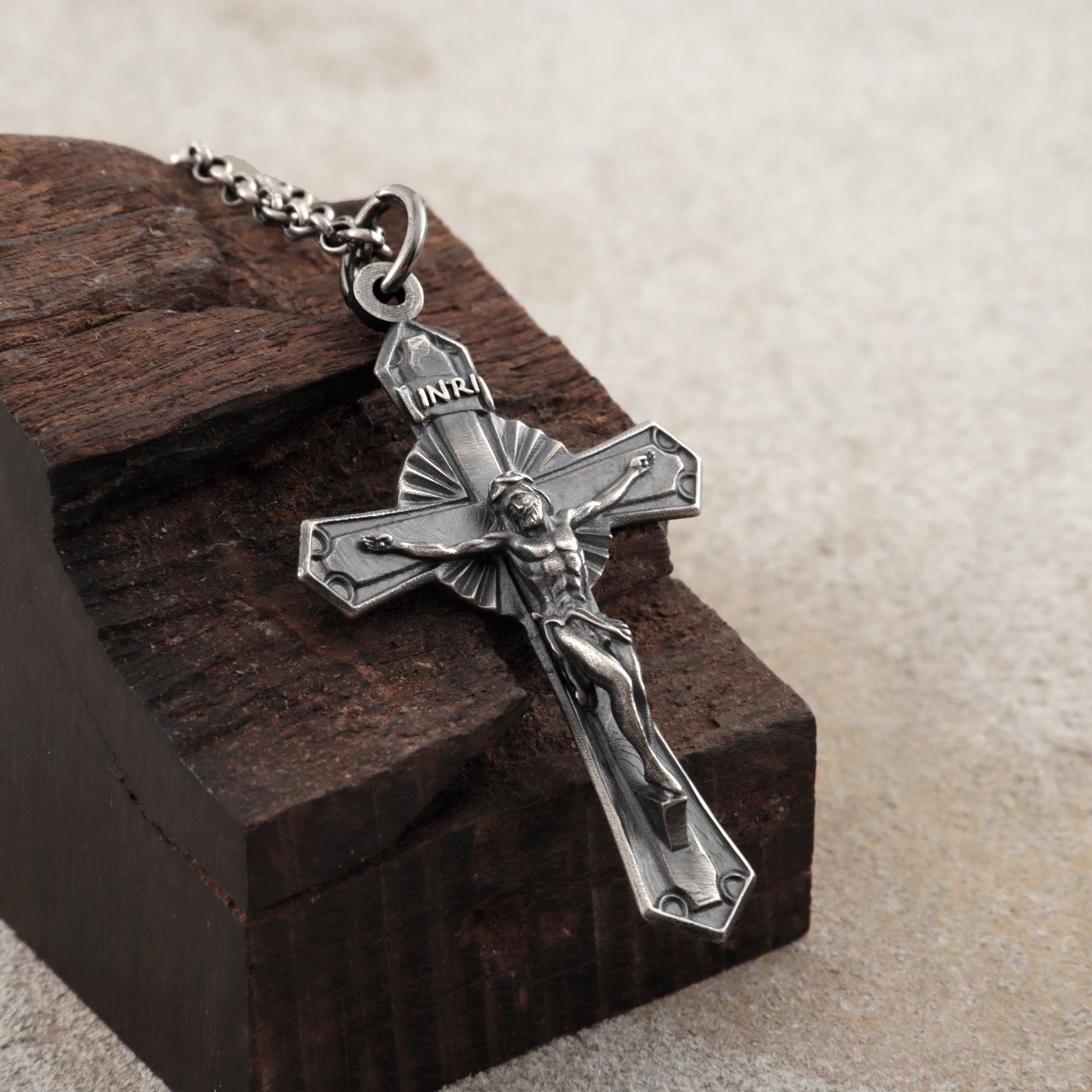 925 Sterling Silver Holy Crucifix Necklace, Sacred Jesus Cross Pendant for Faith & Protection